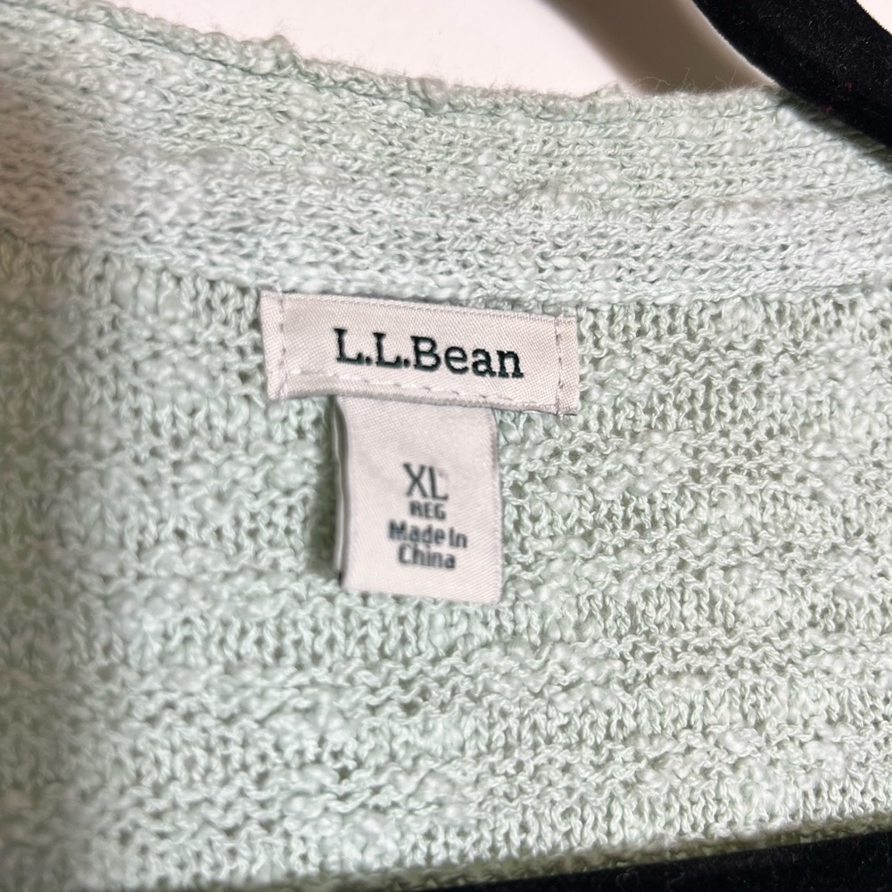 L.L. Bean Light Sage Open-Front Knit Cardigan - Picture 4 of 5